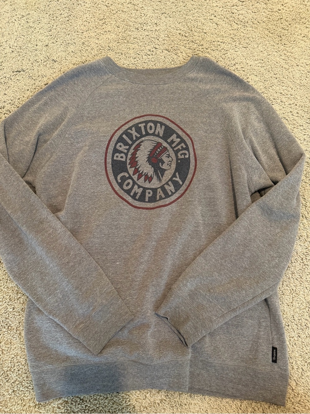 Brixton Grey Pullover with Navy and Red Logo